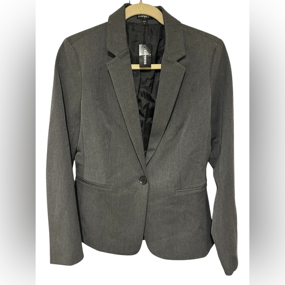 NWT  Express Classic  Gray One Button Blazer Women’s